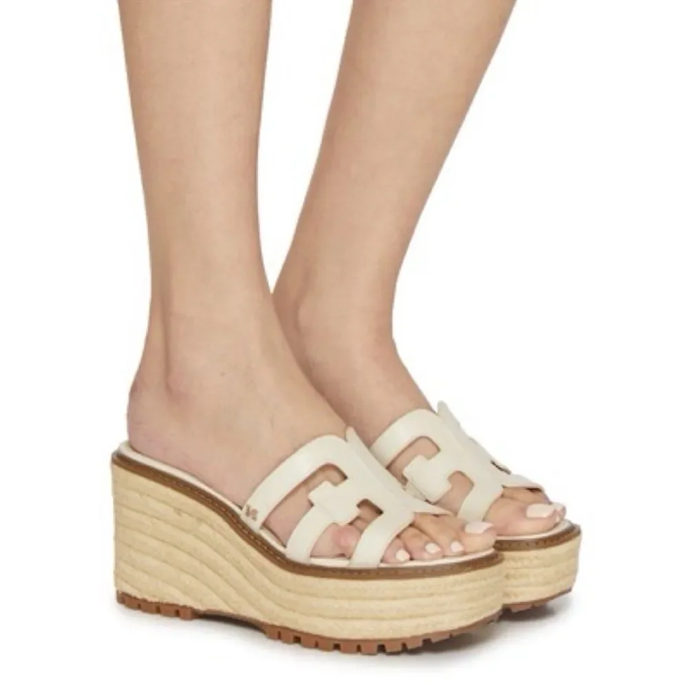 NEW Sam Edelman Women's Laine Ivory Platform Espadrille Wedge Sandals Size 10